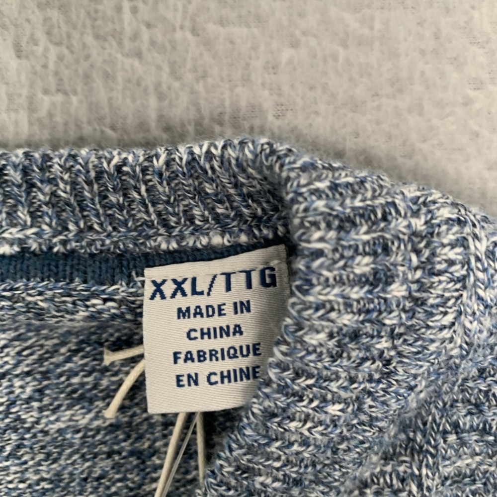 Tommy Bahama Mens Sweater 2XL Blue Marled Roanoke V-Neck Long Sleeve Cotton New - Picture 4 of 10